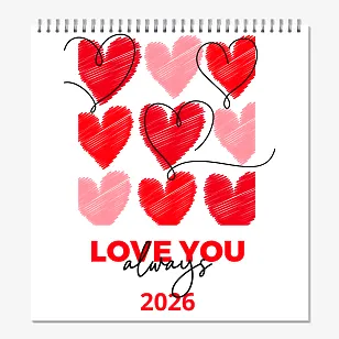 Ярък шаблон за календар за влюбени