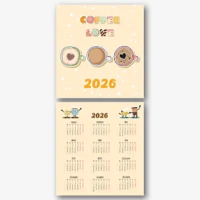 Шаблон за календар за кафе 