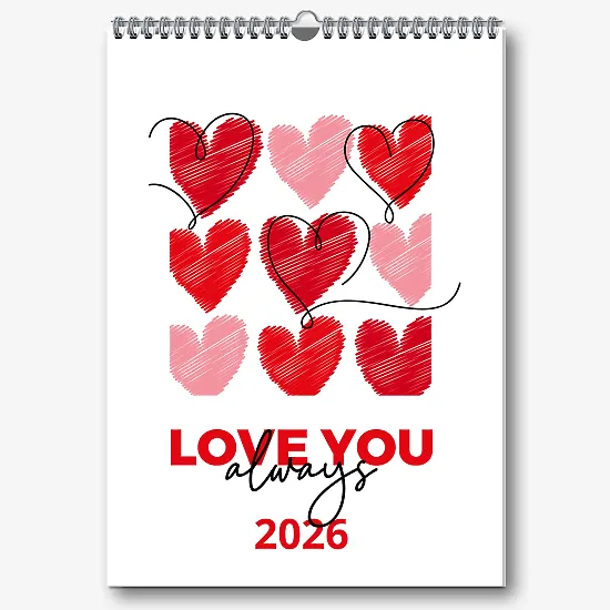 Ярък шаблон за календар за влюбени