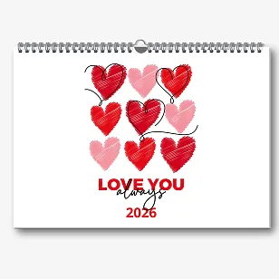 Ярък шаблон за календар за влюбени